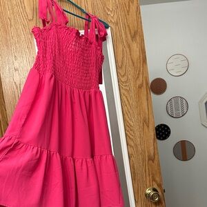 SHEIN Vibrant Pink Midi Dress